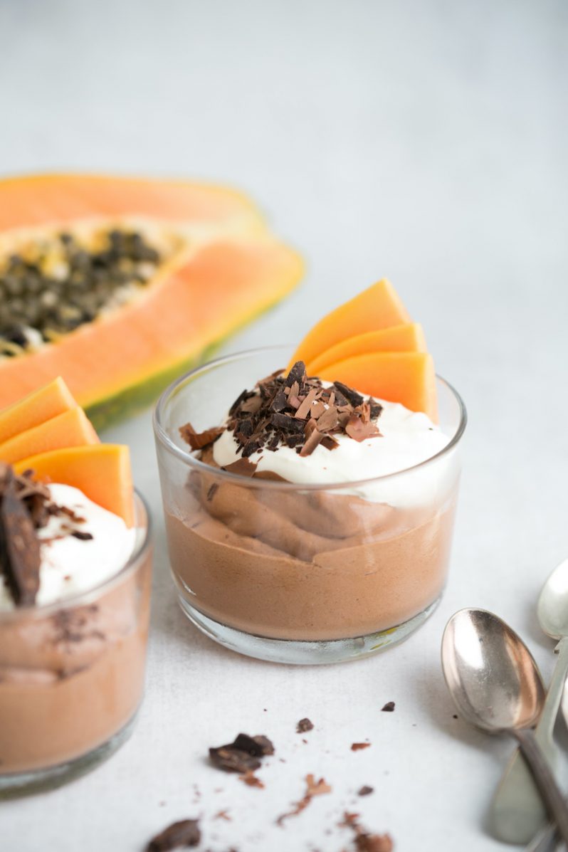 Gut Friendly Chocolate Mousse with Red Papaya Dairy Free