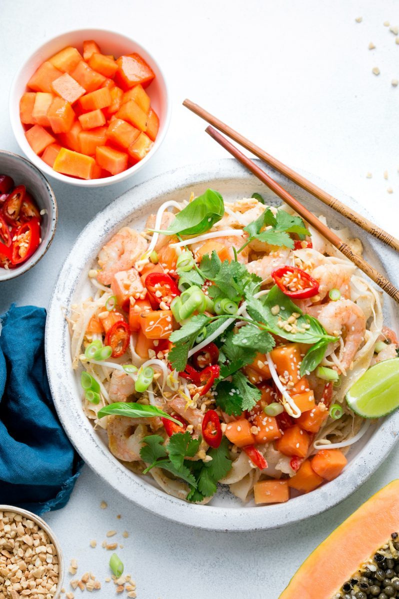 Better For You Pad Thai with Red Papaya Gluten Free