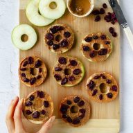 Apple Donuts with Nut Butter Icing & Craisins